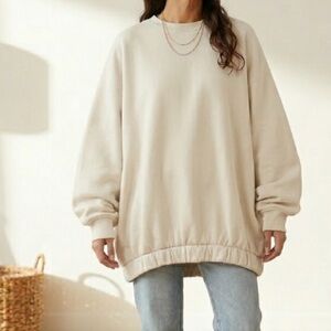 Zara Oversized Sweatshirt Size Small Cream Casual Neutral Baggy
